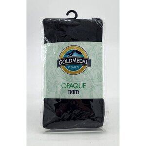 Gold‎ Medal Brand Women's Opaque Tights 100% Nylon Black Fits Size 5'4" to 5'11"